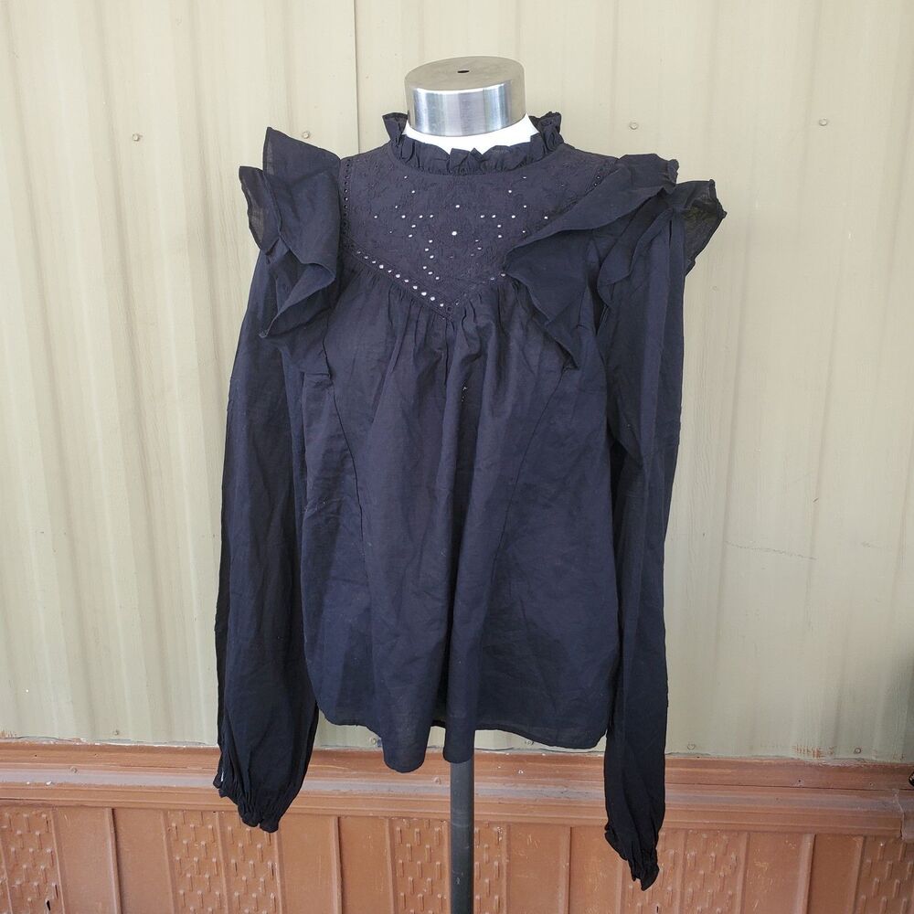 Divided Black Long Sleeve Top Size Medium